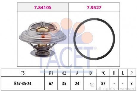 Термостат VW Transporter IV, V/Golf III, IV, V/Audi A3/A6/A8 2.0-3.2 i/D 90- (82 C) FACET 7.8410 (фото 1)