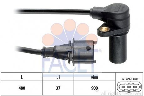 Датчик оборотов коленвала Fiat Punto, Bravia,Bravo/Lancia Kappa 1.9D/2.4D (96-) FACET 9.0169 (фото 1)