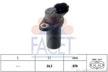 Датчик колінвала Opel ASTRA G/H/H GTC, COMBO, CORSA B/C/D 1.0-1.4LPG 96- FACET 9.0235