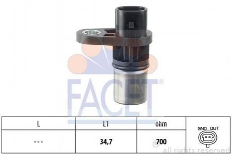 Датчик оборотов коленвала Opel Astra/Vectra 2.2 i (00-) FACET 9.0292