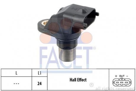 Датчик оборотов коленвала Fiat Punto 1.2 bifuel (07-12) FACET 9.0344 (фото 1)