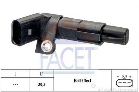 Датчик оборотов коленвала Skoda Fabia/VW Polo 1.2i 01- FACET 9.0683 (фото 1)