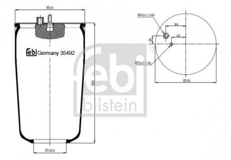 Пневмоподушка підвіски без поршня FEBI FEBI BILSTEIN 35492