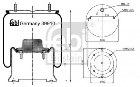 Пневморесора підвіски FEBI FEBI BILSTEIN 39910