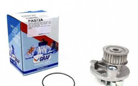 Помпа води Opel Astra F/G/H/Omega B/Vectra A/B/Zafira A/B 1.8i/2.0i/2.2i/2.4 94- (25z) (R/B) (8 лоп) GRAF PA572A (фото 1)