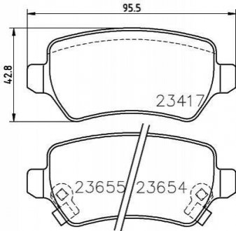 Колодки гальмівні дискові комплект; задн. HELLA 8DB355018781