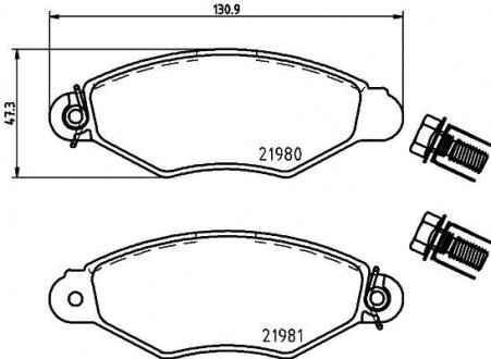 Гальмівні колодки перед. Kangoo 97-08 (Bosch) HELLA 8DB355019-311