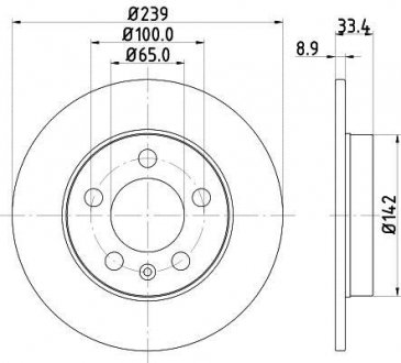 Гальмівний диск задн. Octavia/Golf 98-13 (PRO) HELLA 8DD355107-461