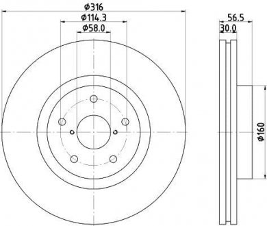 Диск гальмівний з покриттям PRO; передн. HELLA 8DD355116361