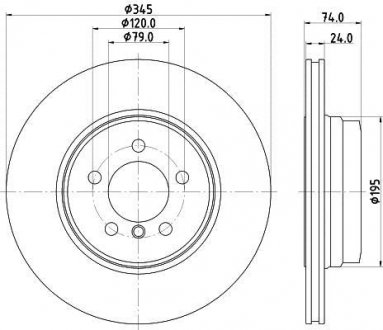 Гальмівний диск зад. E65/E66/E67 03-08 (PRO) HELLA 8DD355122-251