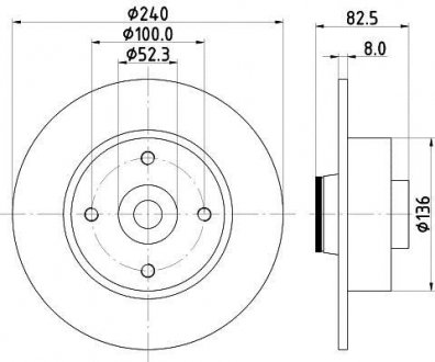 Диск гальмівний з покриттям PRO; задн. з підшипником HELLA 8DD355123241