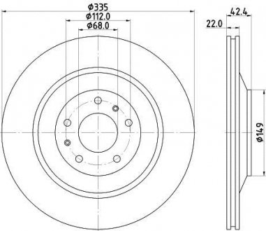 Гальмівний диск зад. A8/Phaeton/Coninental 02- 3.0-6.0 (Нз PRO) HELLA 8DD355129-801