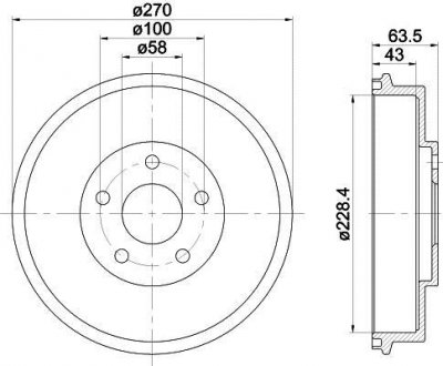 Барабан гальмівний; задн. HELLA 8DT355300911