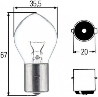 Автолампа BA20s f2 12V 35W HELLA 8GA002083-131