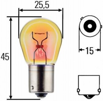 Лампа розжарювання, PY21W 24V 21W BAU 15s Amber HELLA 8GA006841241 (фото 1)