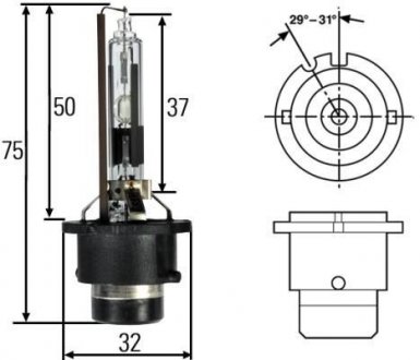 Лампа ксенонова D2R, 35W, Pk32d-3 HELLA 8GS007001151