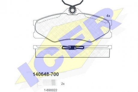 Колодки гальмівні (передні) VW T3 81-92 ICER 140648-700