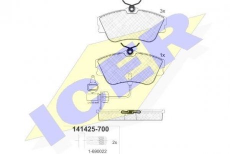 Комплект гальмівних колодок (дискових) ICER 141425-700