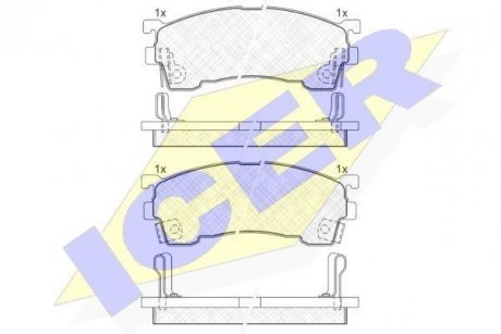 Колодки гальмівні (передні) Mazda 626/Premacy 91-05/Lexus GS 13- ICER 180971