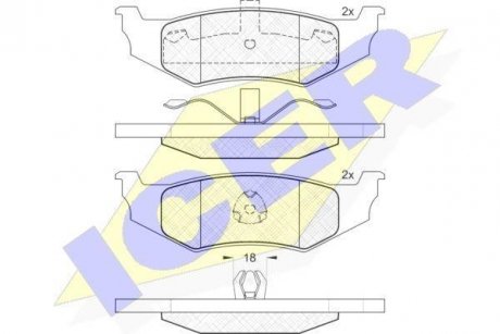 Колодки гальмівні (задні) Chrysler 300M 98-04/Neon 94-06/Cruiser 00-10/Voyager/Dodge Avenger 95-01 ICER 181114