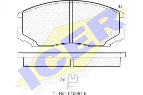 Колодки гальмівні (передні) Mitsubishi Colt 86-/Lancer 88-03/Porsche 911 20-/Toyota Camry 91-01 ICER 181129 (фото 1)