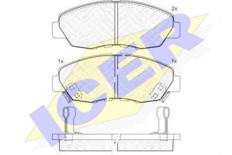 Колодки гальмівні (передні) Honda Civic V/VI 94-01/VIII/IX 05- ICER 181329