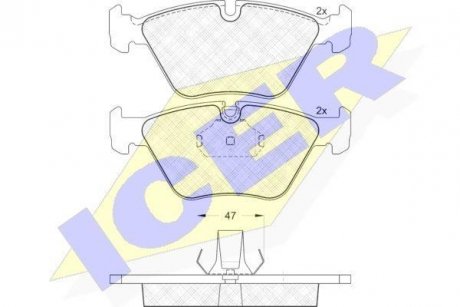 Колодки гальмівні (передні) BMW 3 (E46) 99-07/X3 (E83) 03-11/Z4 (E85/E86) 06-08 ICER 181550