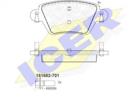 Колодки гальмівні (задні) Renault Kangoo 01-/Nissan Kubistar 03-09 ICER 181682-701