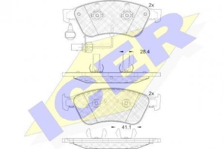 Колодки гальмівні (передні) Audi A6 04-11/A8 96-/Seat Ibiza 03-04/VW Phaeton 02-16 (+датчики) ICER 181725