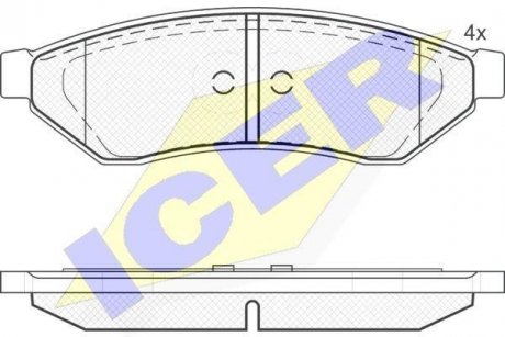 Колодки гальмівні (задні) Daewoo Evanda 02-/Magnus 99-06/Chevrolet Epica/Evanda 05-06 ICER 181726