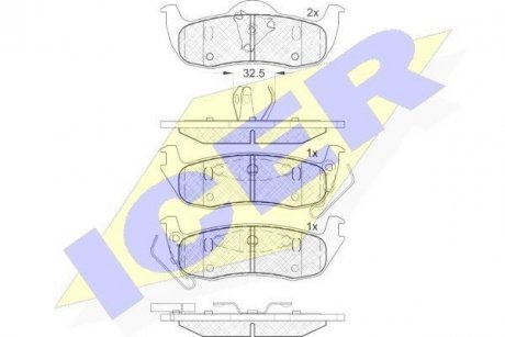 Колодки гальмівні (задні) Jeep Grand Cherokee III/IV 04-/Commander 05-10 ICER 181766