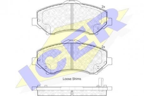 Колодки гальмівні (передні) Chrysler Grand Voyager/Dodge Caravan/Journey/Jeep Cherokee/Compass 07- ICER 181908