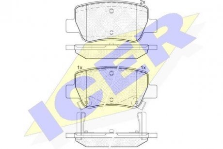 Колодки гальмівні (задні) Toyota Avensis 08-18 ICER 181916