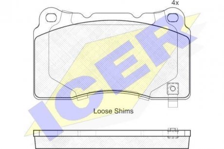 Колодки гальмівні (передні) Opel Insignia 08-17/Astra J/Tesla S/X/VW Golf VII 12-/Renault Megane 17 ICER 181990