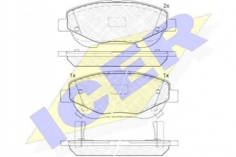 Колодки гальмівні (передні) Toyota Avensis 08-18/Verso 09-18 ICER 182022