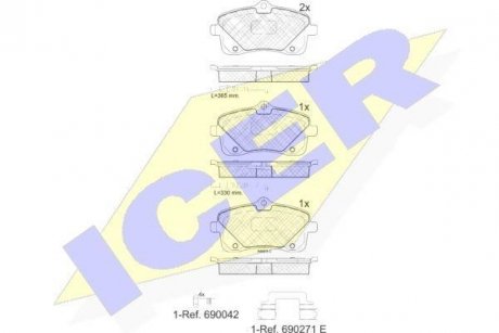 Комплект гальмівних колодок (дискових) ICER 182024