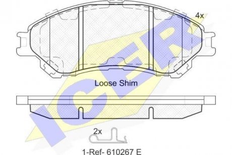 Колодки гальмівні (передні) Suzuki SX4 S-Cross 13-/Vitara 15- ICER 182175 (фото 1)