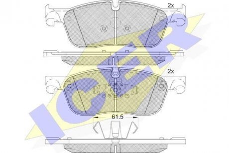 Колодки гальмівні (передні) Land Rover Discovery Sport 14-/Range Rover Evoque 11-/Jaguar E-Pace 17- ICER 182236