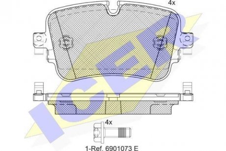 Колодки гальмівні (задні) Audi A6/A7/Q8 18-/A8/Q7 15-/VW Touareg 18- ICER 182248