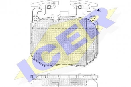 Колодки гальмівні (передні) BMW 2/3/5/6/7/8/X3/X4/X5/X6/X7/i4 15- ICER 182265