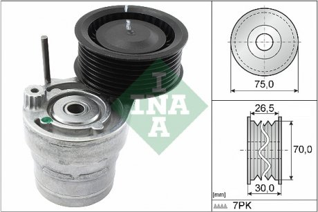 Натяжник ременя генератора Renault Twingo 0.9 TCE/1.0 SCe 14- (75x30), H4B/H4D INA 534 0603 10