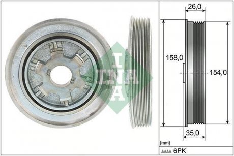 Шків колінвалу Ford Mondeo/Land Rover Freelander 2.2 TDCi/TD4 06-14 (6PK) INA 544 0112 10