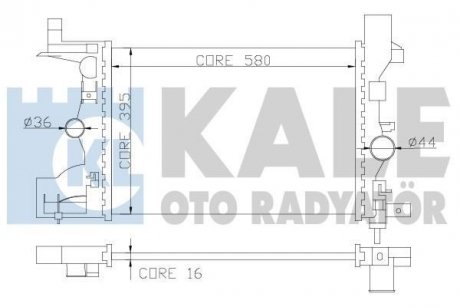 Радіатор охолодження Chevrolet Cruze 1.6, 1.8 (09-), Orlando (10-) 1.8i, Astra J (10-) 1.4i, 1.6i, 1.8i МКПП OTO RADYATOR Kale 349200