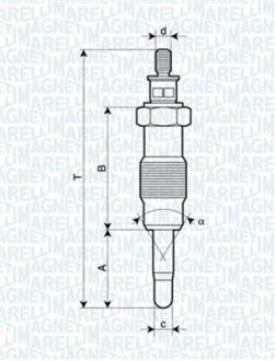 Свічка розжарювання Fiat Ducato 2.5D 94- MAGNETI MARELLI 062582804304