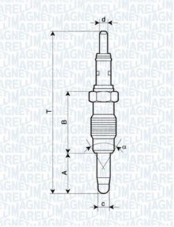 Свічка розжарювання Fiat Doblo 1.9D (11V) (M12x1.25) MAGNETI MARELLI 062900011304