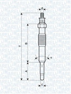 Свічка розжарювання Renault Kangoo 1.9D MAGNETI MARELLI 062900017304