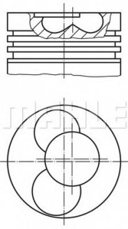 Поршень з кільцями VAG 79.51 1.9TDI AXC/AXB/ASZ/ARL T5 03- (CYL 1-2) TRAPEZ (вир-во) MAHLE / KNECHT 030 86 00 (фото 1)