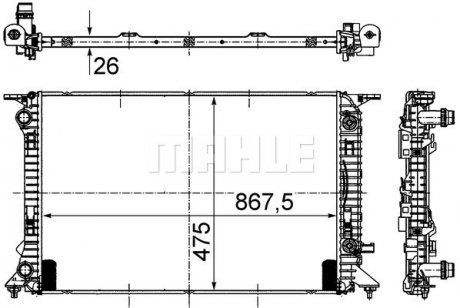 Радіатор охолодження Audi A4/A5/A6/Q3/Q5 1.4-3.0d 07-16 (АКПП) MAHLE MAHLE / KNECHT CR 910 000S