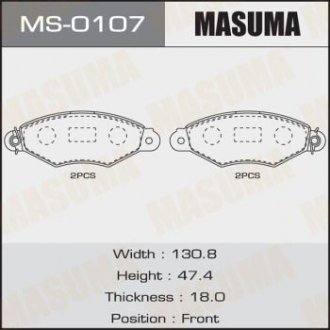 Колодки тормозные AN-8118WK, P56038 передн PEUGEOT 206+ (MS-0107) MASUMA MS0107