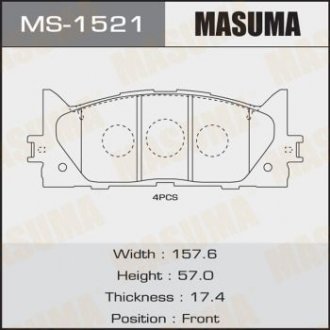 Колодки тормозные передн Toyota Camry (06-) (MS-1521) MASUMA MS1521